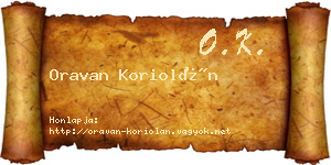 Oravan Koriolán névjegykártya